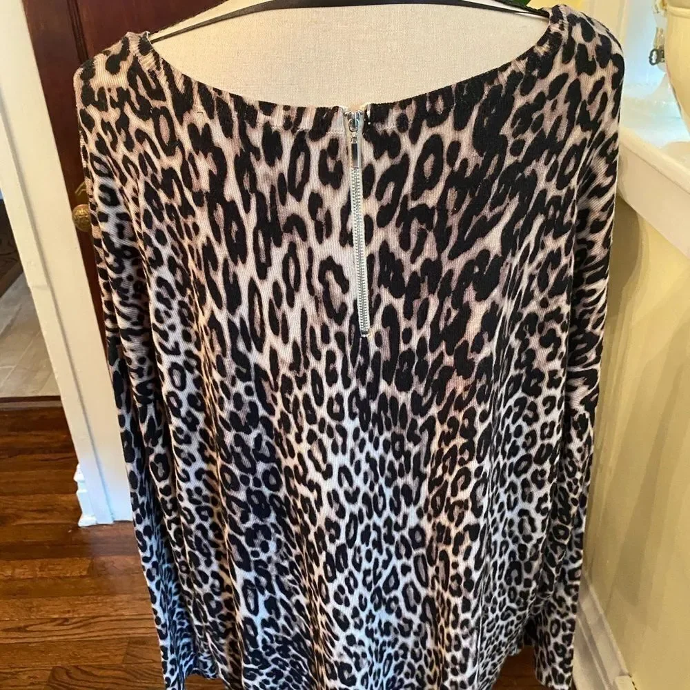 NWT *Cable & Gauge* 2X Super-Soft! Cheetah Sweater Zip Neck